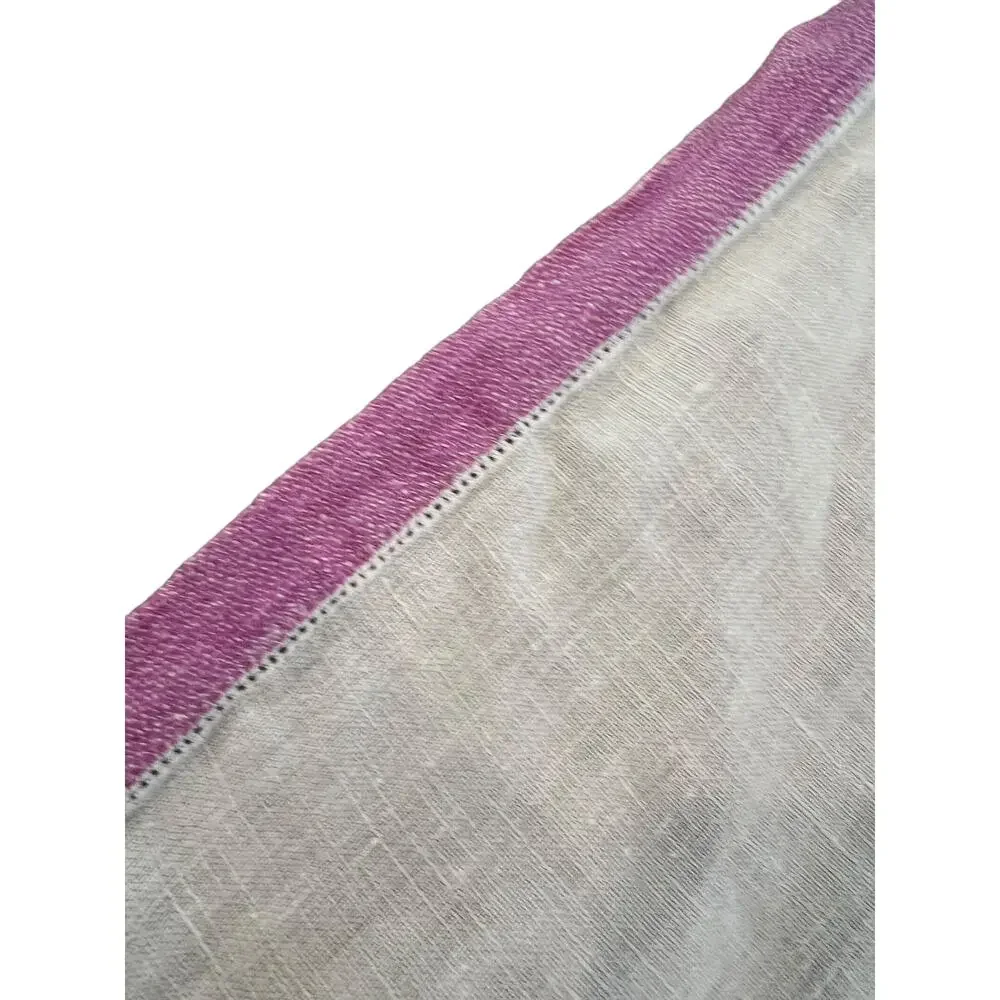 Vintage Hemstitch Square Tablecloth White Lilac Trim